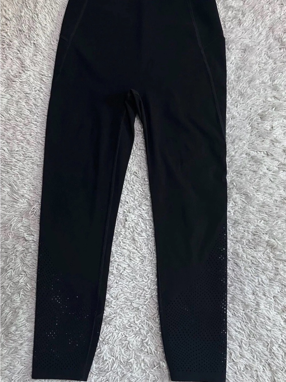 SPANX Black Leggings with Perforated Lower Panels size small